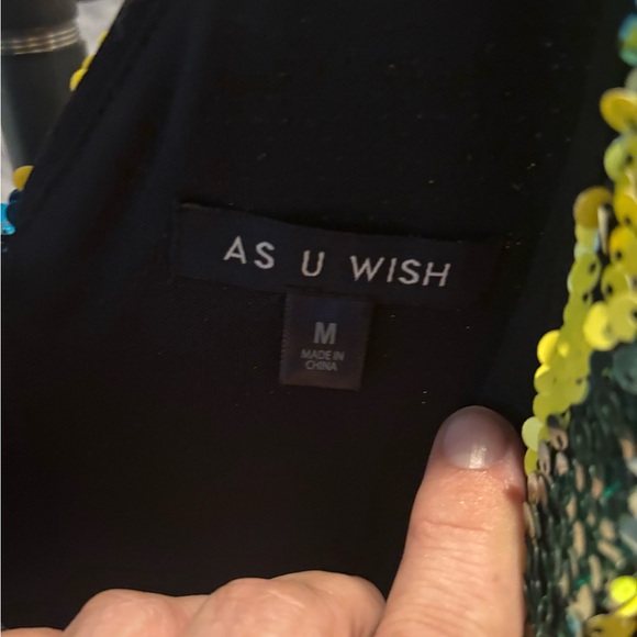 NWT As U Wish size Medium Multicolor Sequin V-Neck Dress - Picture 5 of 6